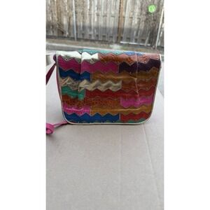 Sharif Patchwork Leather Crossbody Bag Multicolor Studded Made in USA